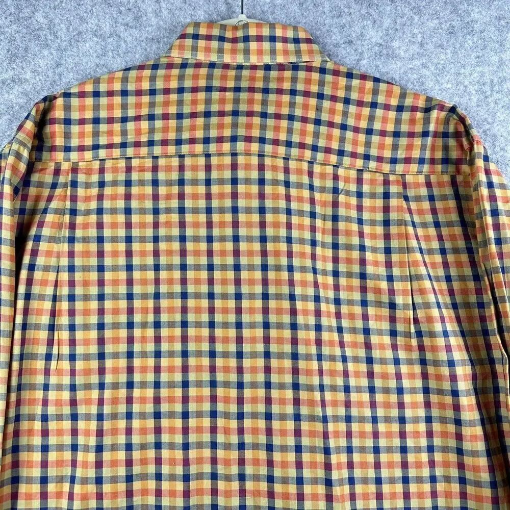 Scott Barber Shirt Mens XL Gingham Plaid Preppy Cotton Button Down Pocket LS